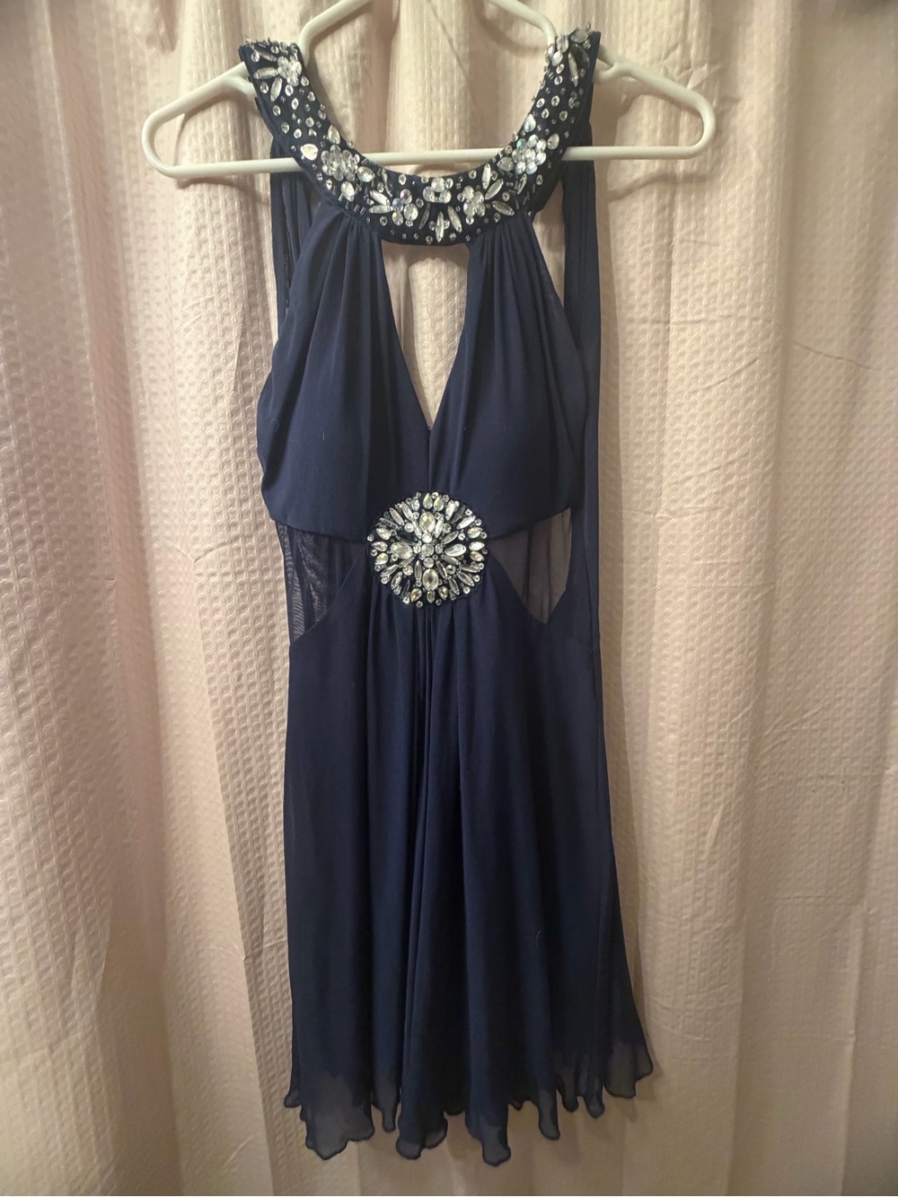 Navy y2k style Dress with Jewel Accents